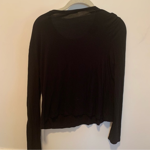T Alexander Wang black Long Sleeve pocket tee Top Size Small - Picture 4 of 5